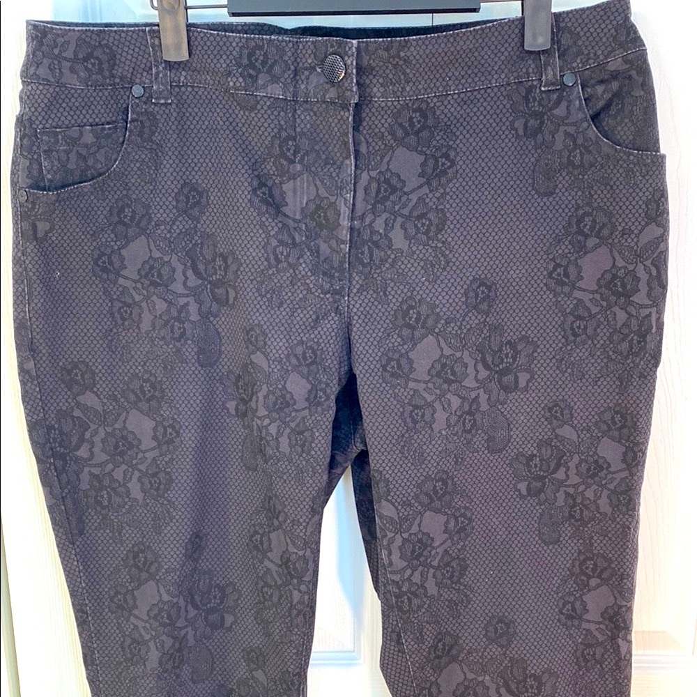 2 for $25 - Contrast Plus Curvy Black Patterned Jeans, 16 Plus